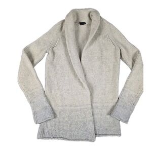 Theory Shawl Collar Cardigan Knit Sweater Womens Small Open Front Gray Ombre